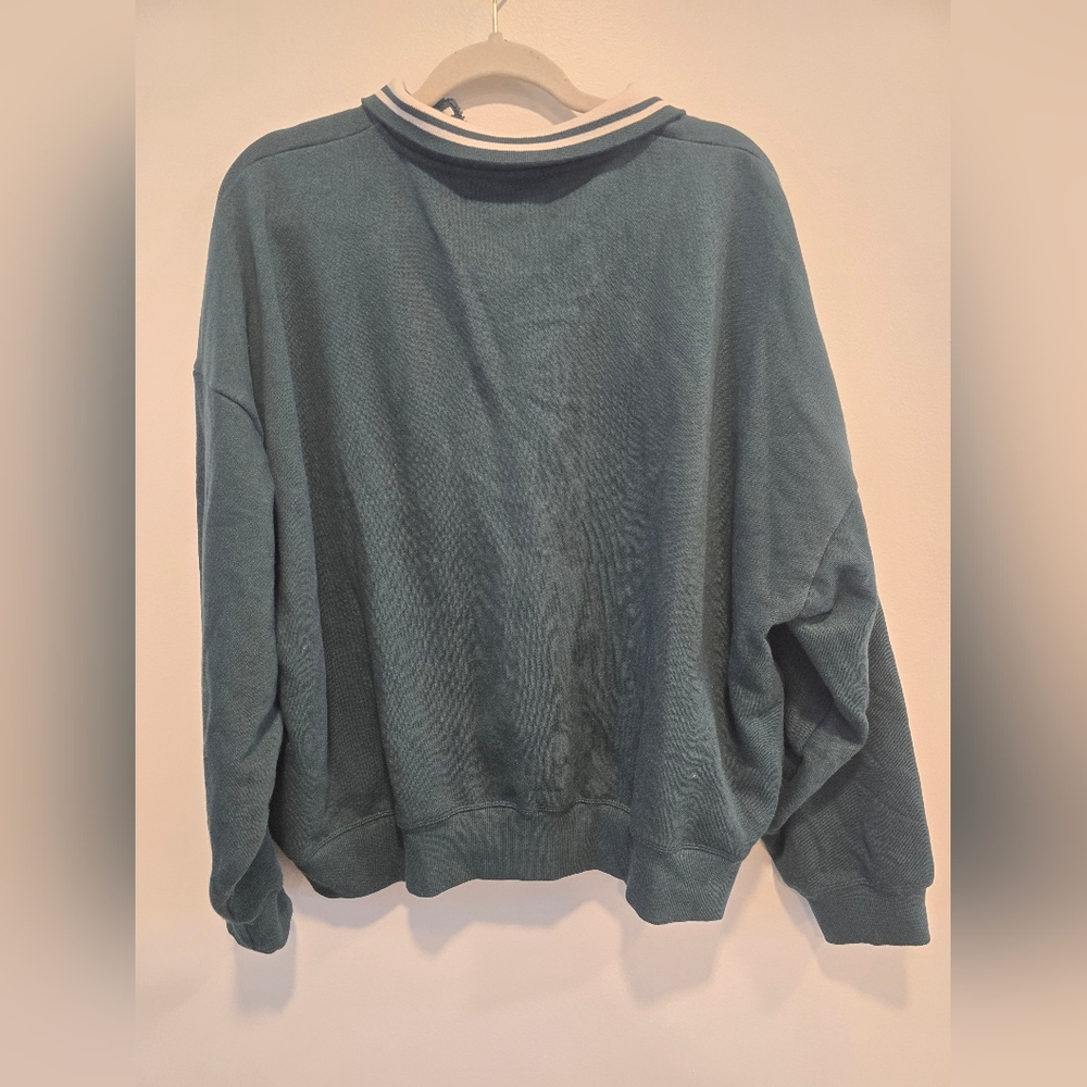 PINK Victoria's Secret Teal Quarter-Zip Pullover Size Xxl Nwt - Picture 6 of 7